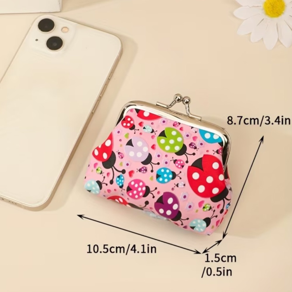 🐞❤️🐞 WHITE COLORFUL LADYBUG COIN PURSE  ~ 🐞❤️🐞 - Picture 2 of 4